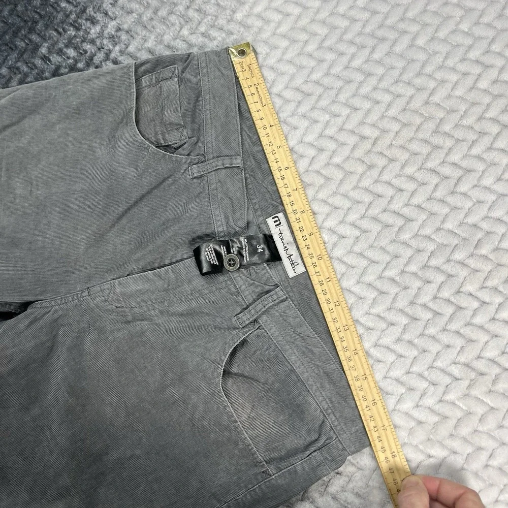 Travis Mathew Pants Men 34x34 Gray Corduroy Straight Leg Chino Stretch Trouser